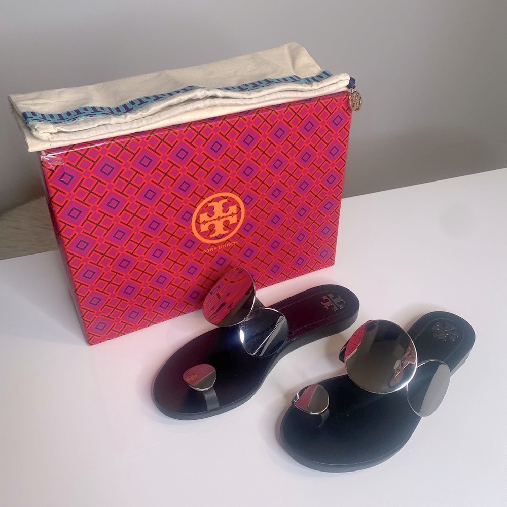 Tory Burch / Patos Multi Disk / Sandals / Gray and Black / Size 7 - Picture 7 of 12